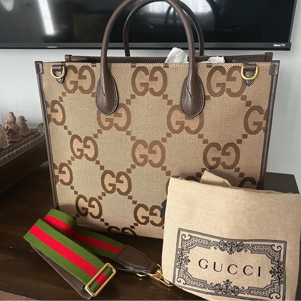 Gucci Tan and Brown GG Canvas Tote